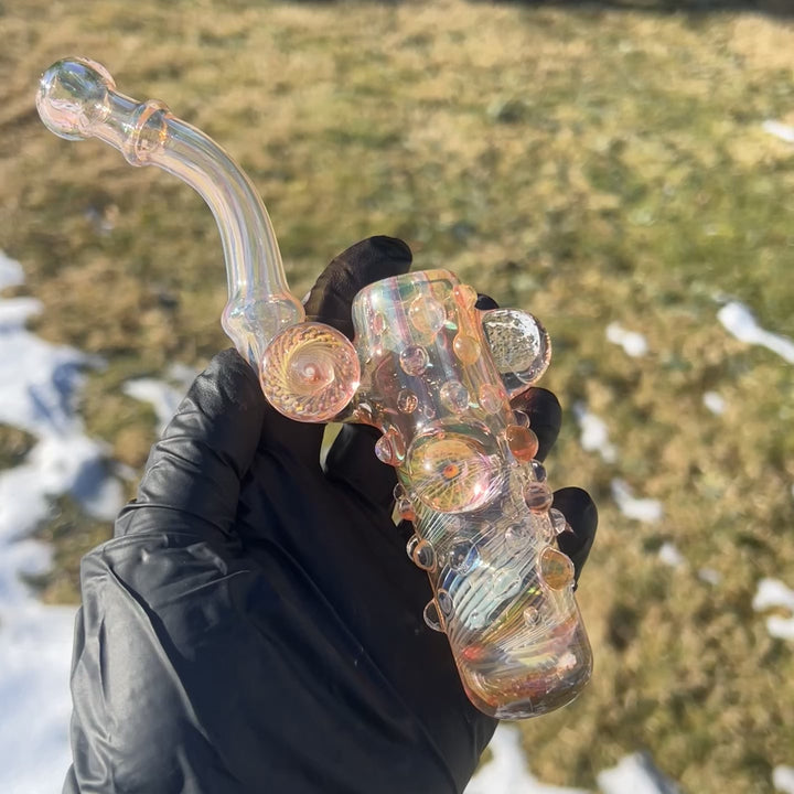 Gold Fumed Marble Bottom Sherlock Glass Pipe Sugar Shack