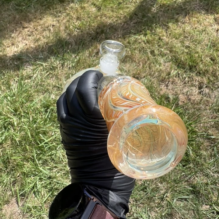 10" Fumed Bent Neck Beaker Bong Glass Pipe Mary Jane's Glass