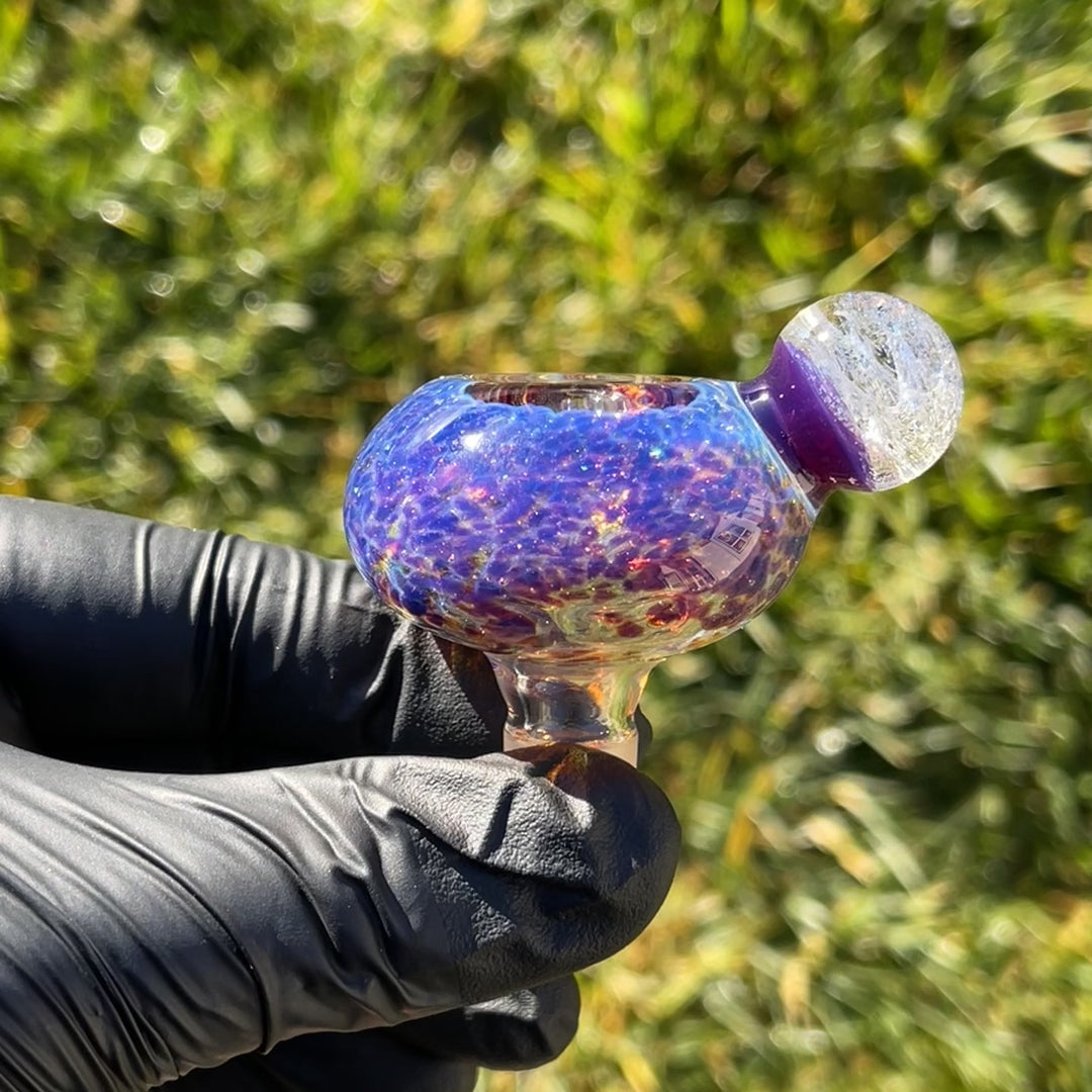 14 mm Purple Nebula Space Dust Pull Slide with Dichro Universe Marble