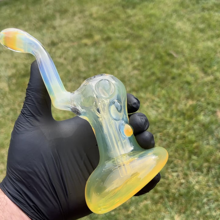 Silver Fume Stand-up Sherlock Bubbler Glass Pipe Tako Glass
