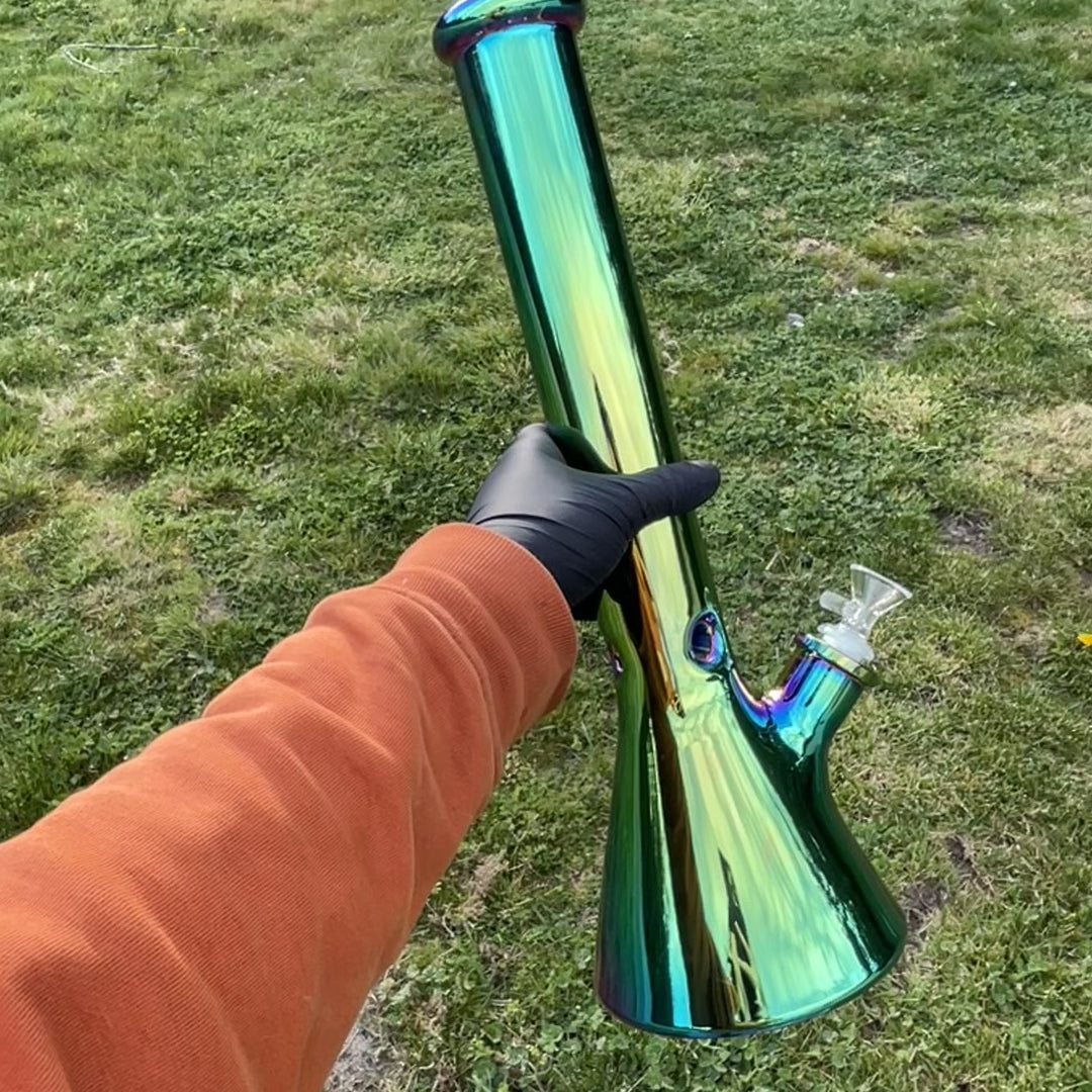 16" Iridescent Green Beaker Bong