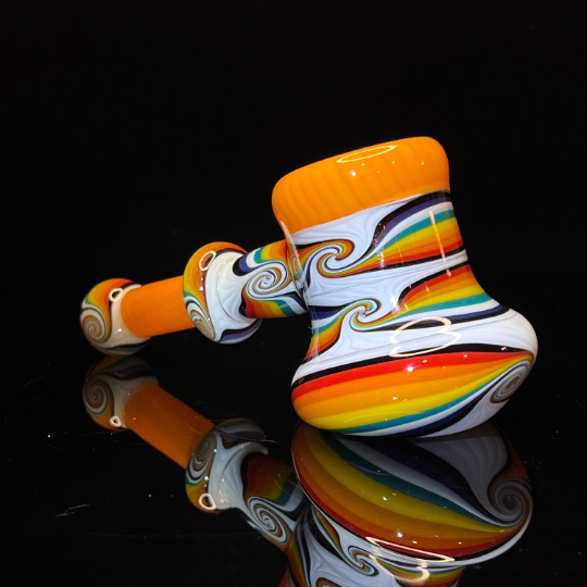 Sunset Rainbow Fade Heady Hammer Bubbler Glass Pipe TG   