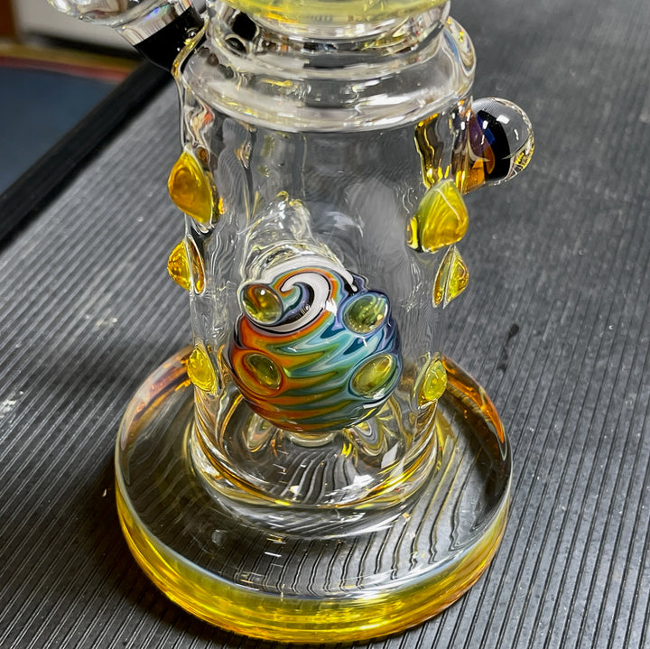 Crystal Golden Worked Rig Glass Pipe Hubbard Glass   