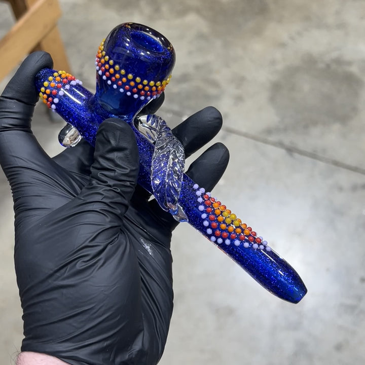 Dichroic Ceremonial Peace Pipe with Feather
