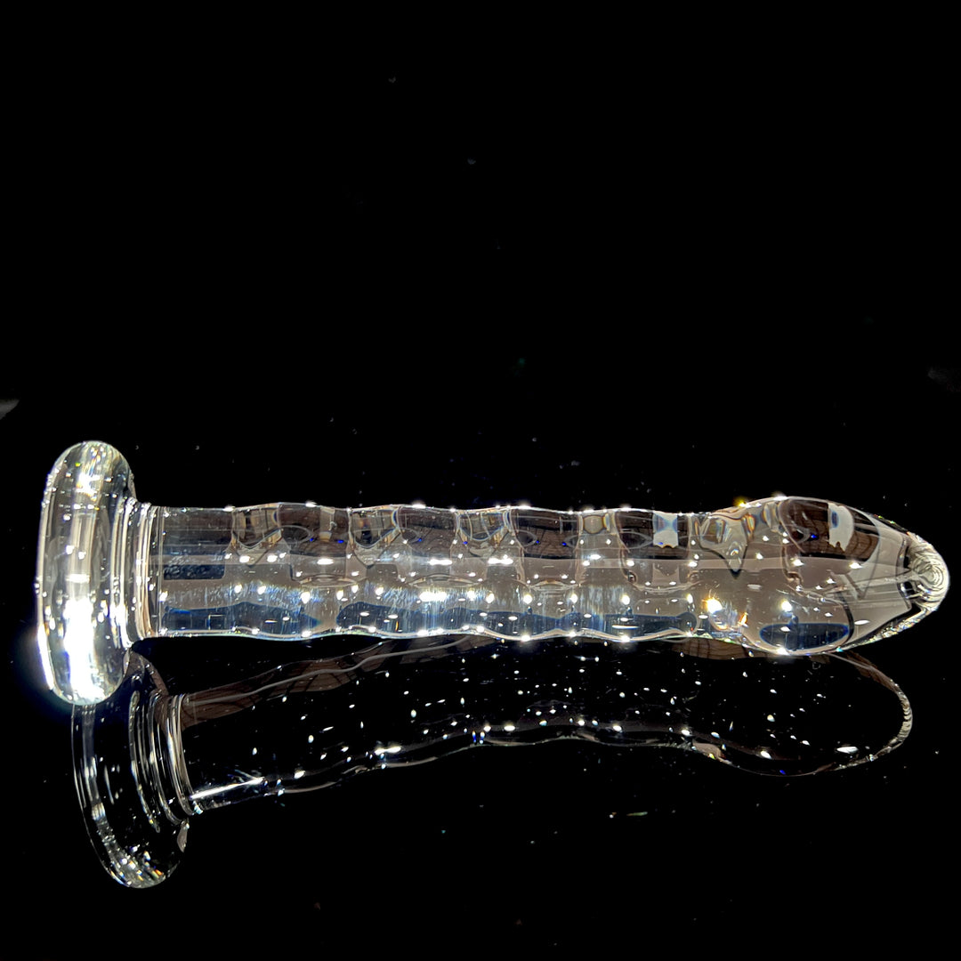 Clear Dildo with Ribs and Gentle Curve Accessory Port Townsend Glassworks   