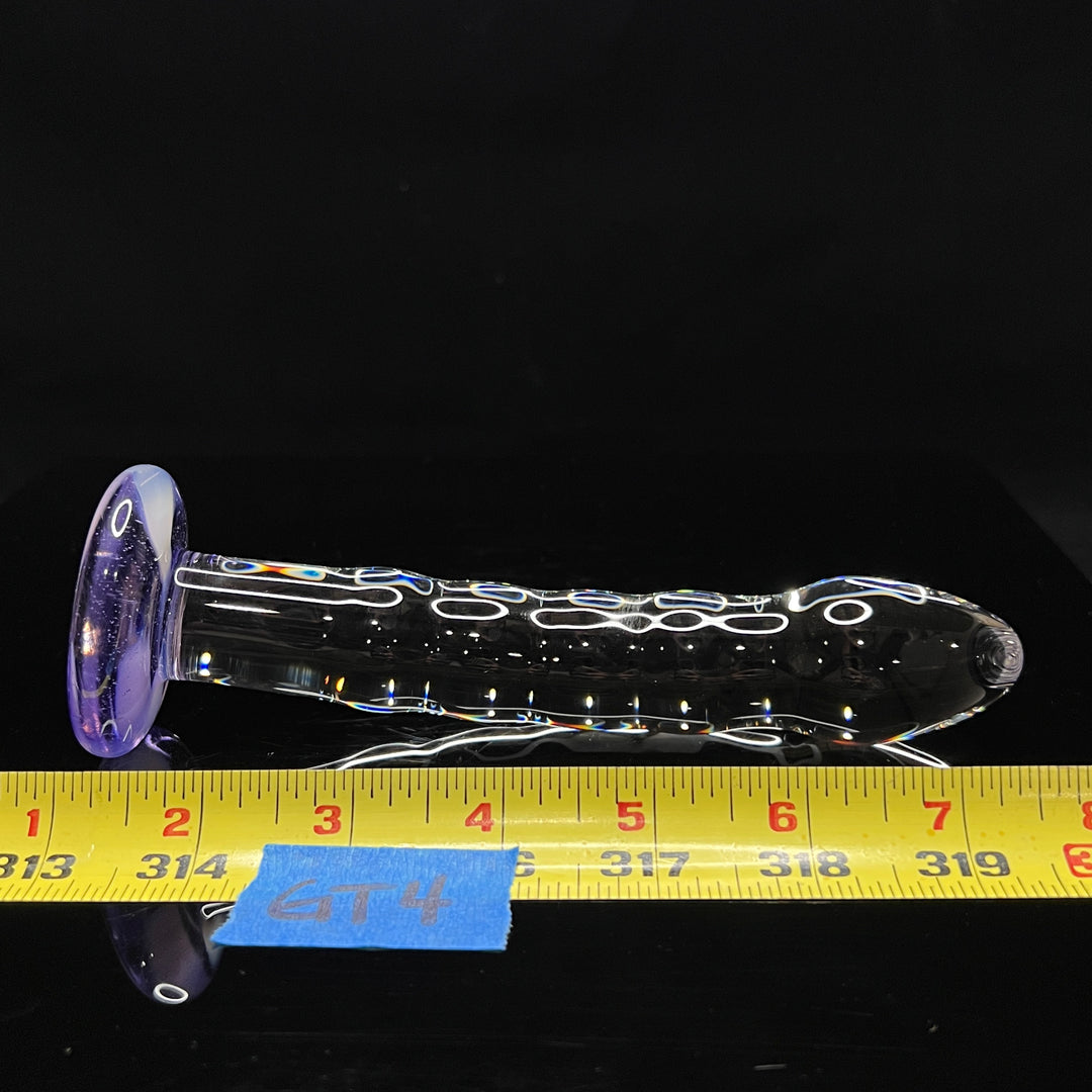 Clear Dildo with Ribs and Gentle Curve (Color in Base) Accessory Port Townsend Glassworks   