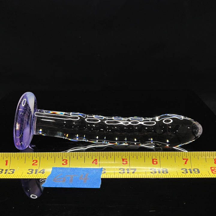 Clear Dildo with Ribs and Gentle Curve (Color in Base) Accessory Port Townsend Glassworks   