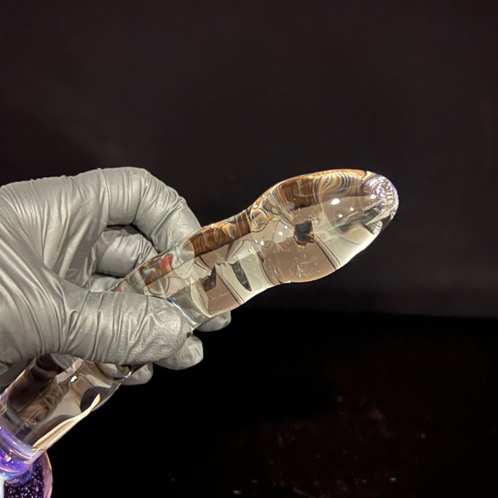 Clear Dildo with Ribs and Gentle Curve (Color in Base) Accessory Port Townsend Glassworks   
