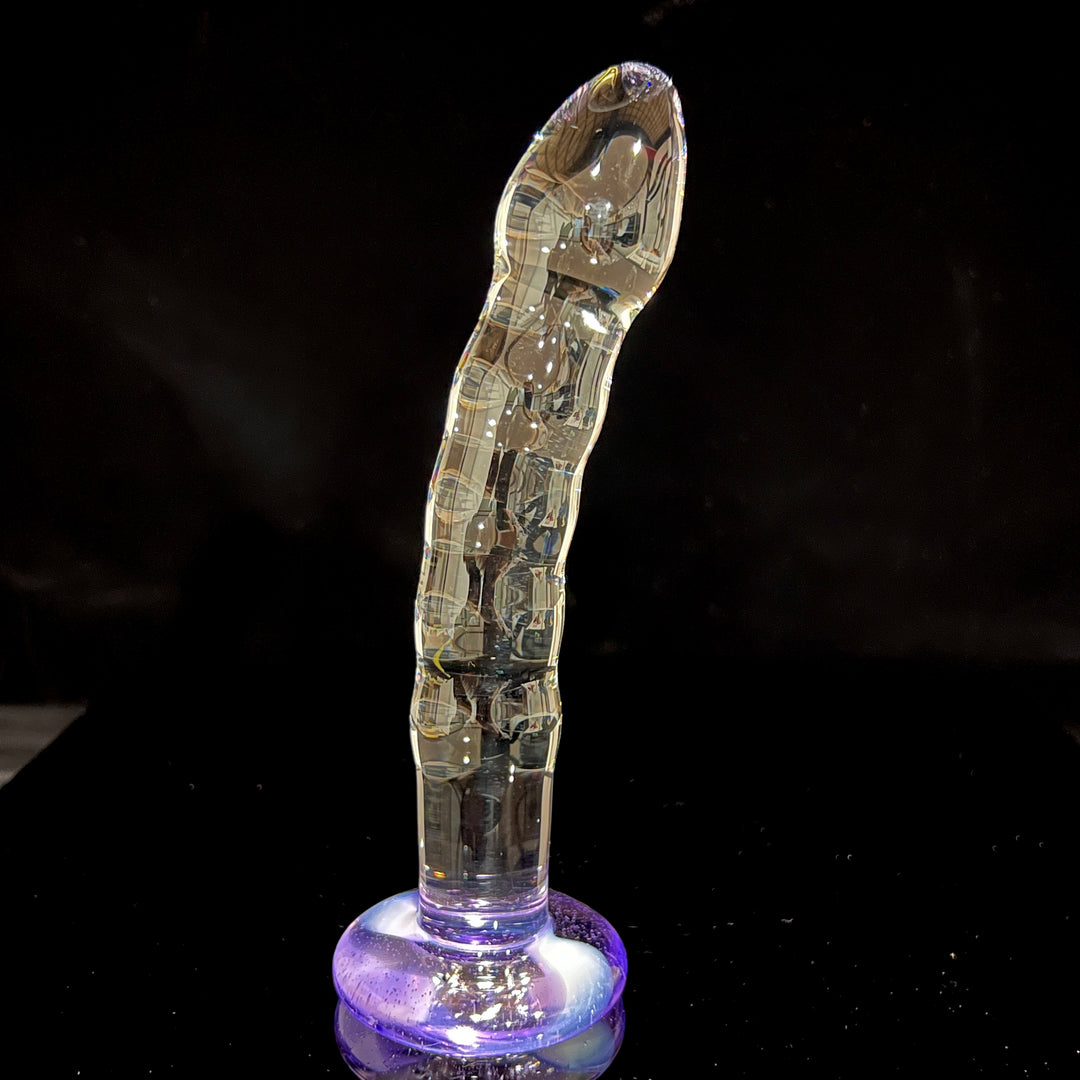 Clear Dildo with Ribs and Gentle Curve (Color in Base) Accessory Port Townsend Glassworks   