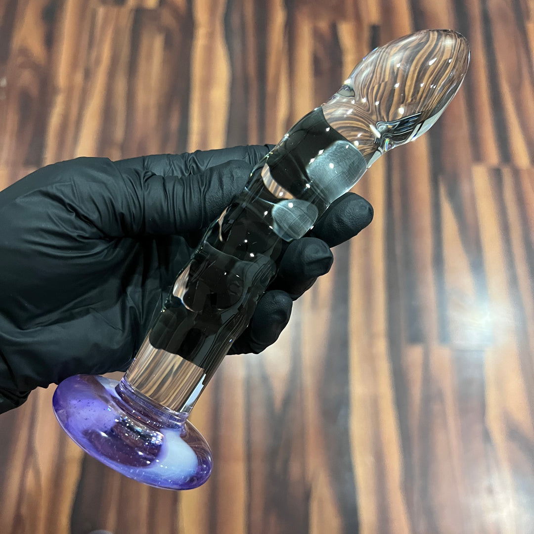Clear Dildo with Ribs and Gentle Curve (Color in Base) Accessory Port Townsend Glassworks   