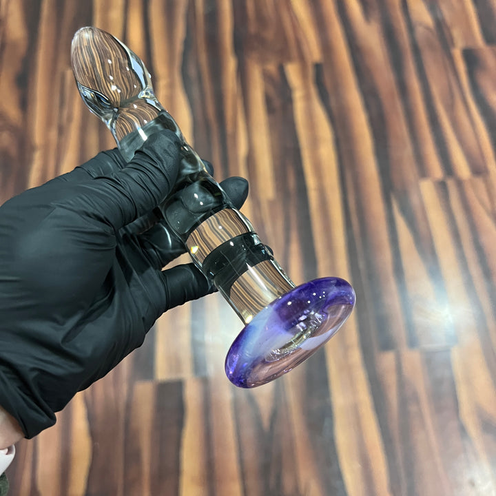 Clear Dildo with Ribs and Gentle Curve (Color in Base) Accessory Port Townsend Glassworks   