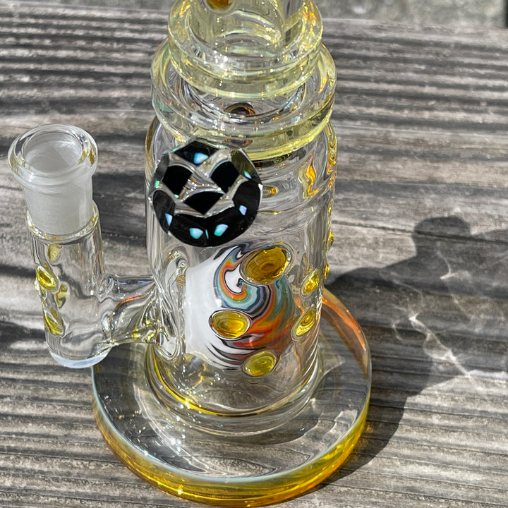 Crystal Golden Worked Rig Glass Pipe Hubbard Glass   