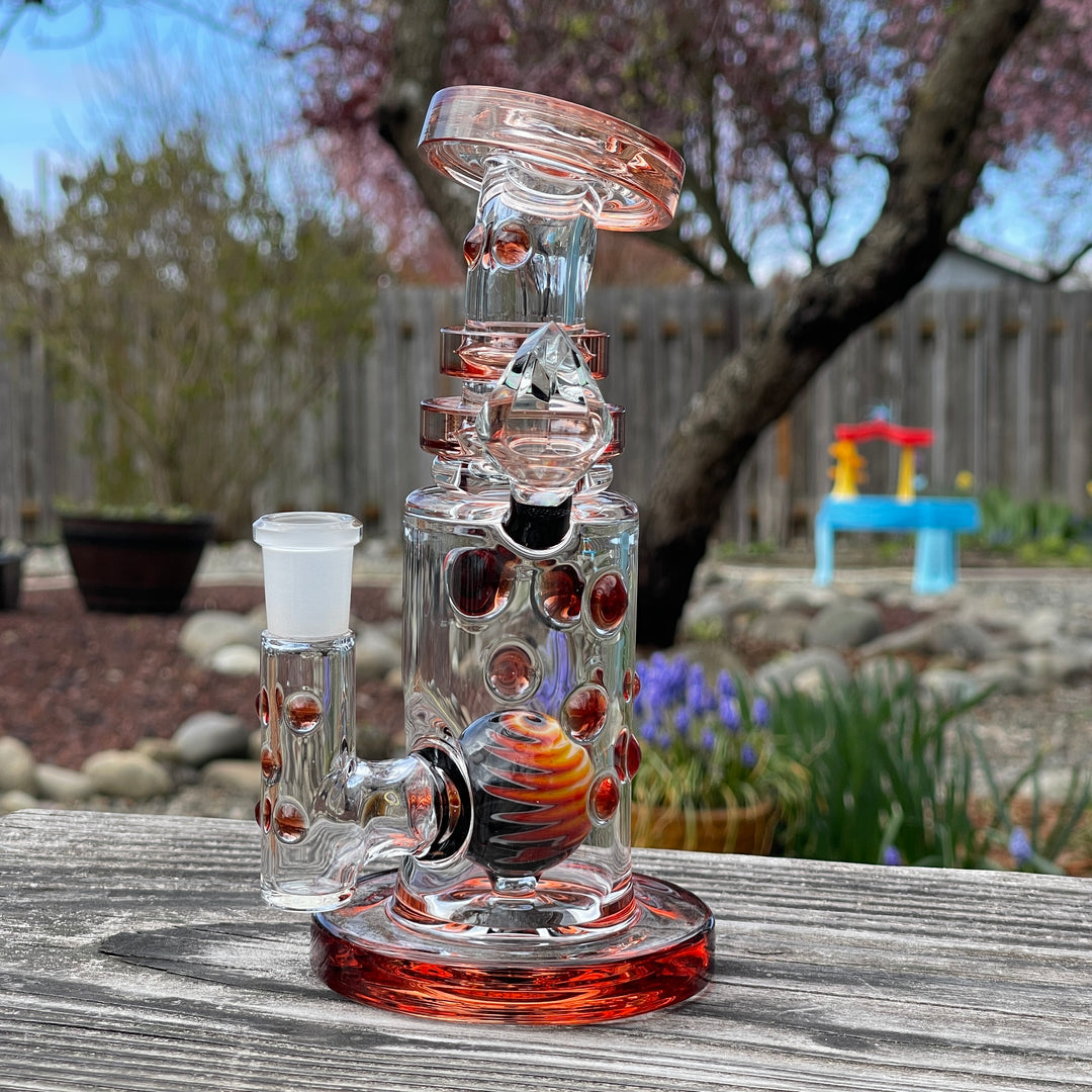 Crystal Red Elvis Worked Rig Glass Pipe Hubbard Glass   