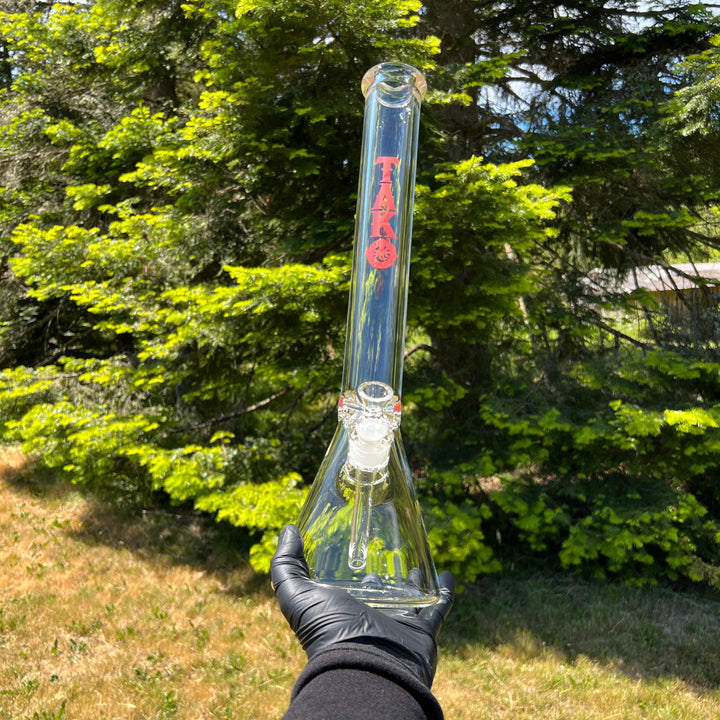 9 mm TAKO Label Beaker Bong Glass Pipe TG 18" Red 