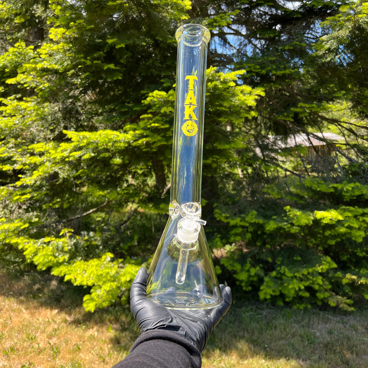 9 mm TAKO Label Beaker Bong Glass Pipe TG 18" Yellow 
