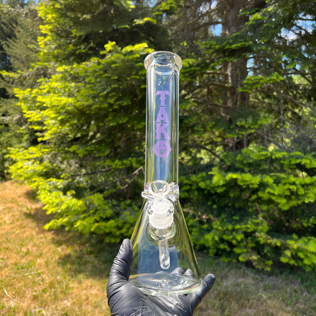 9 mm TAKO Label Beaker Bong Glass Pipe TG 14" Purple 