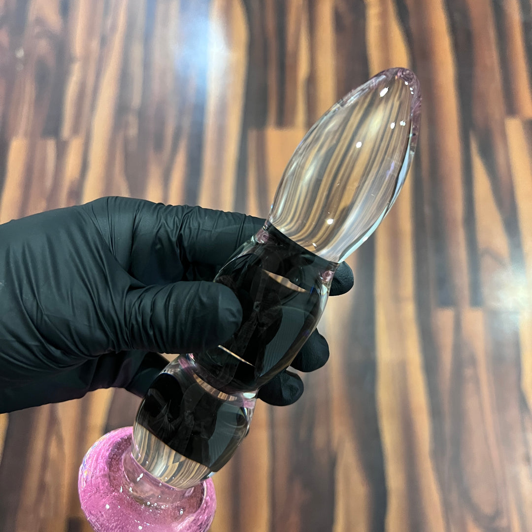 Clear Dildo with Graduating Bulbs (Color in Base) Accessory Port Townsend Glassworks   
