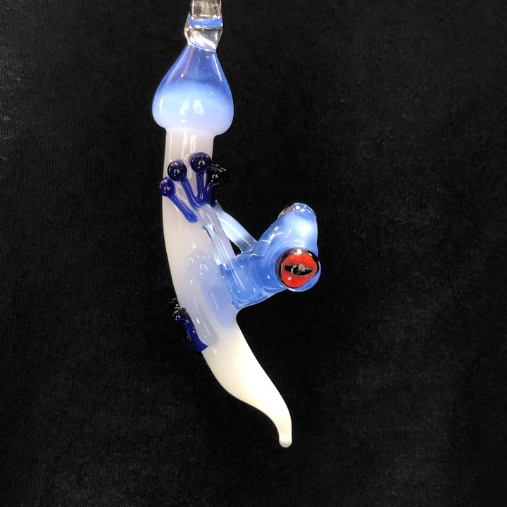 Ice Blue Tree Frog Pendant Jewelry Tako Glass   