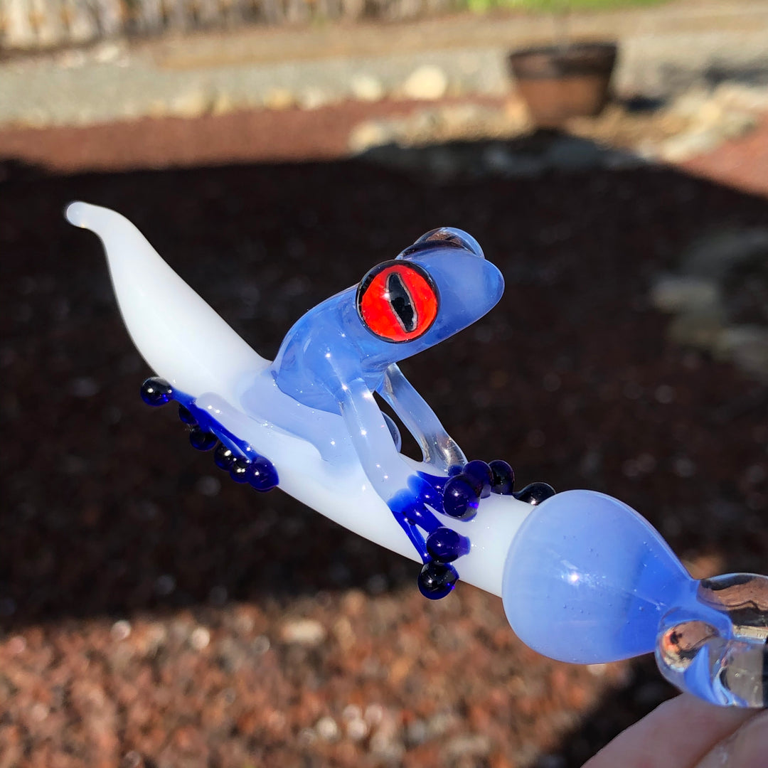 Ice Blue Tree Frog Pendant Jewelry Tako Glass   
