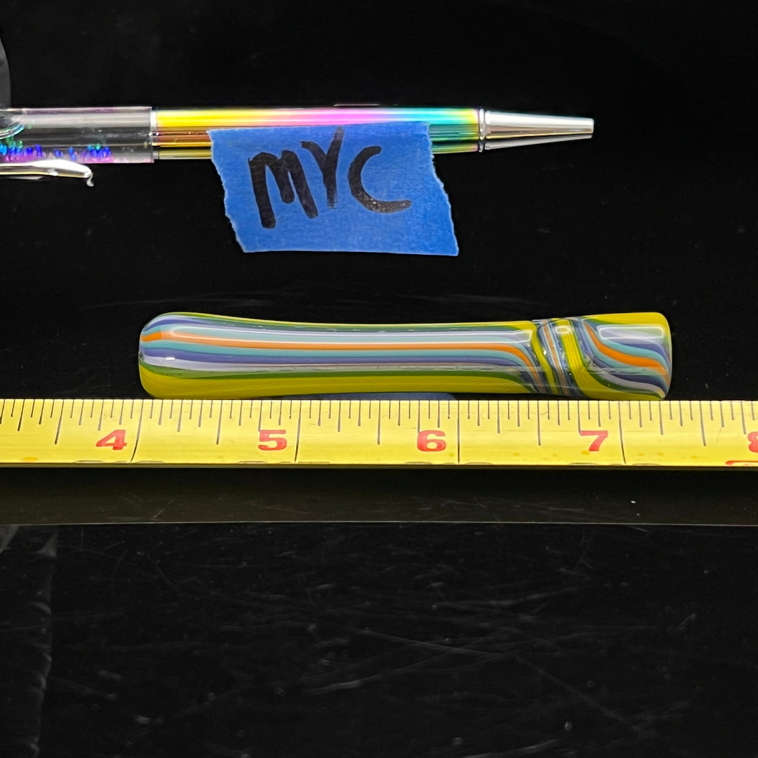 Yellow Line Chillum Glass Pipe Mckenzie Color Craft   