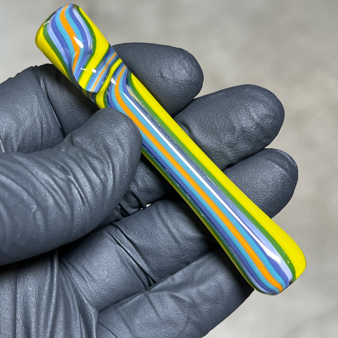 Yellow Line Chillum Glass Pipe Mckenzie Color Craft   