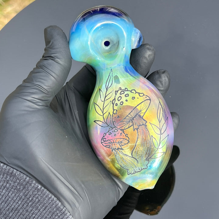 Carved mushroom Pipe 1 Glass Pipe Street Kitty Glass   