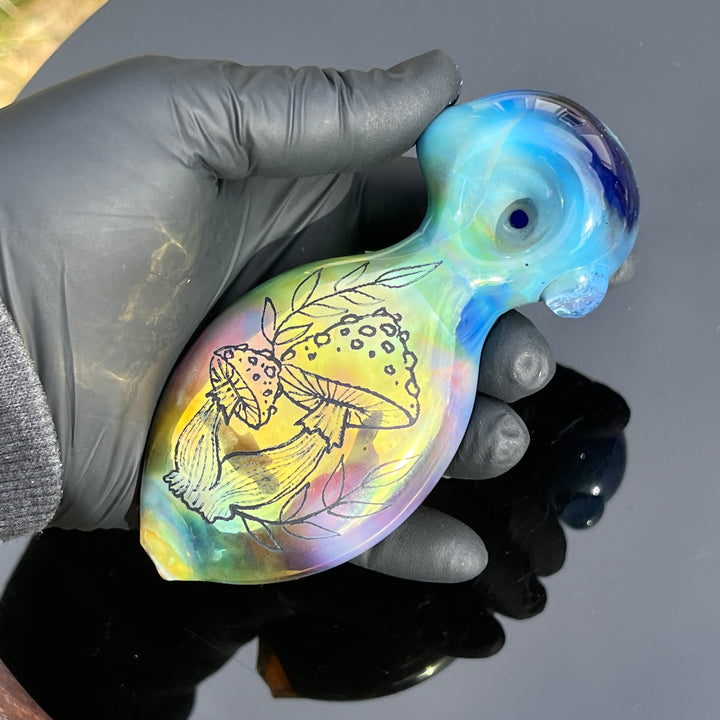 Carved mushroom Pipe 1 Glass Pipe Street Kitty Glass   