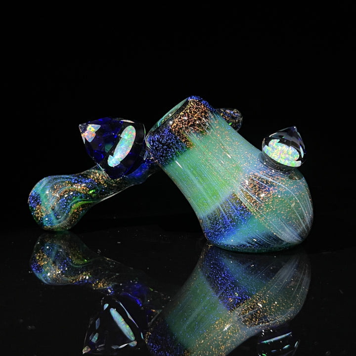 Exp Green 5 Crystal Sidecar Glass Pipe Tako Glass   