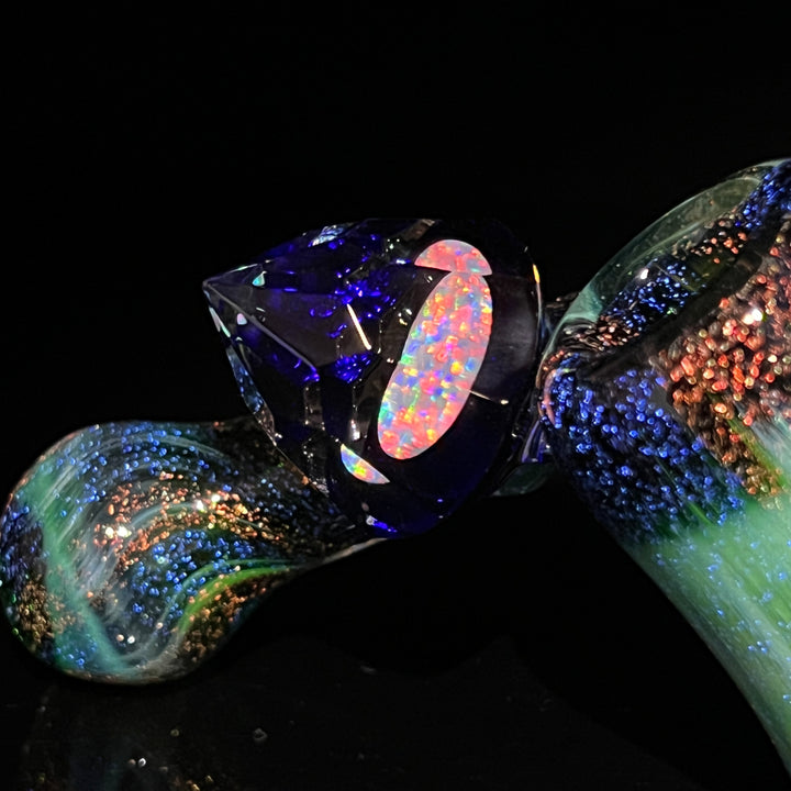 Exp Green 5 Crystal Sidecar Glass Pipe Tako Glass   