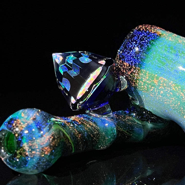 Exp Green 5 Crystal Sidecar Glass Pipe Tako Glass   