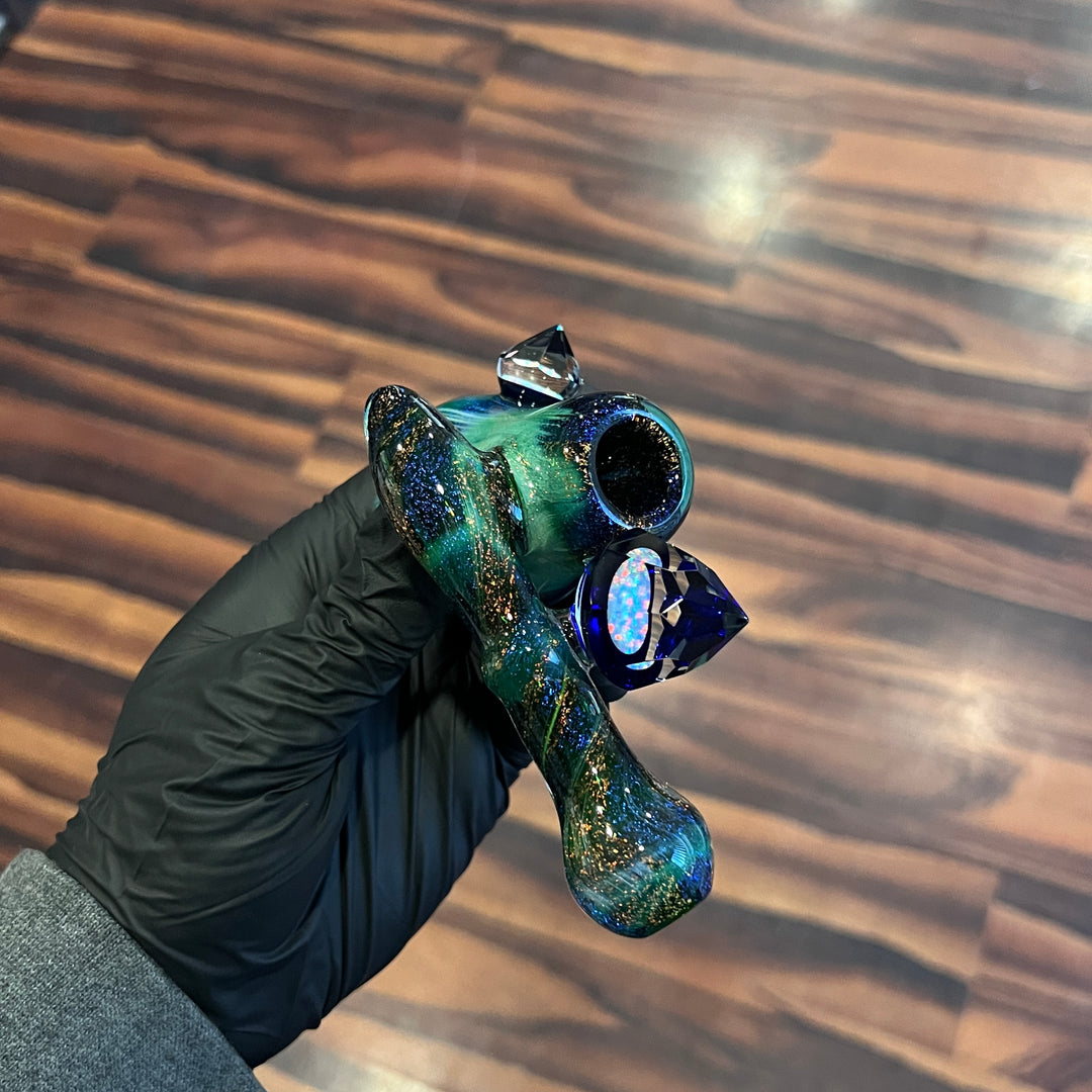 Exp Green 5 Crystal Sidecar Glass Pipe Tako Glass   