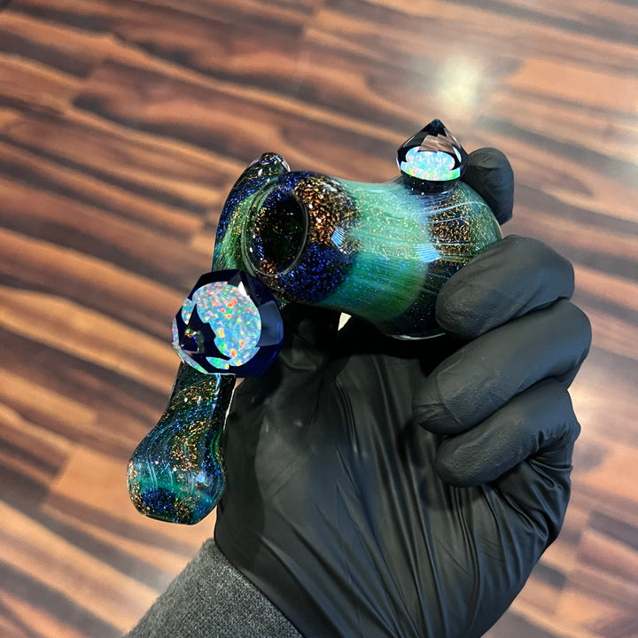 Exp Green 5 Crystal Sidecar Glass Pipe Tako Glass   