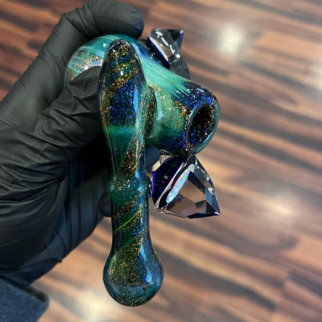 Exp Green 5 Crystal Sidecar Glass Pipe Tako Glass   