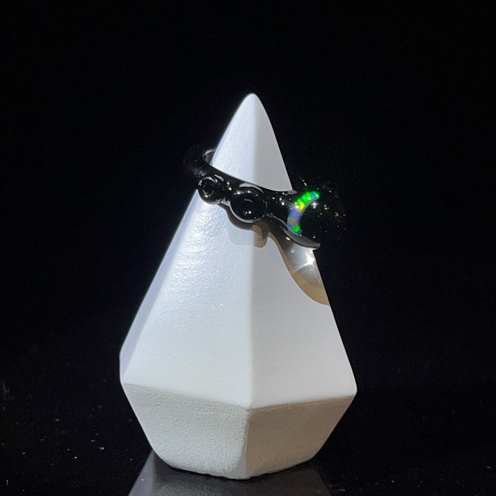 Crescent Moon Opal Glass Ring Jewelry Marni420   