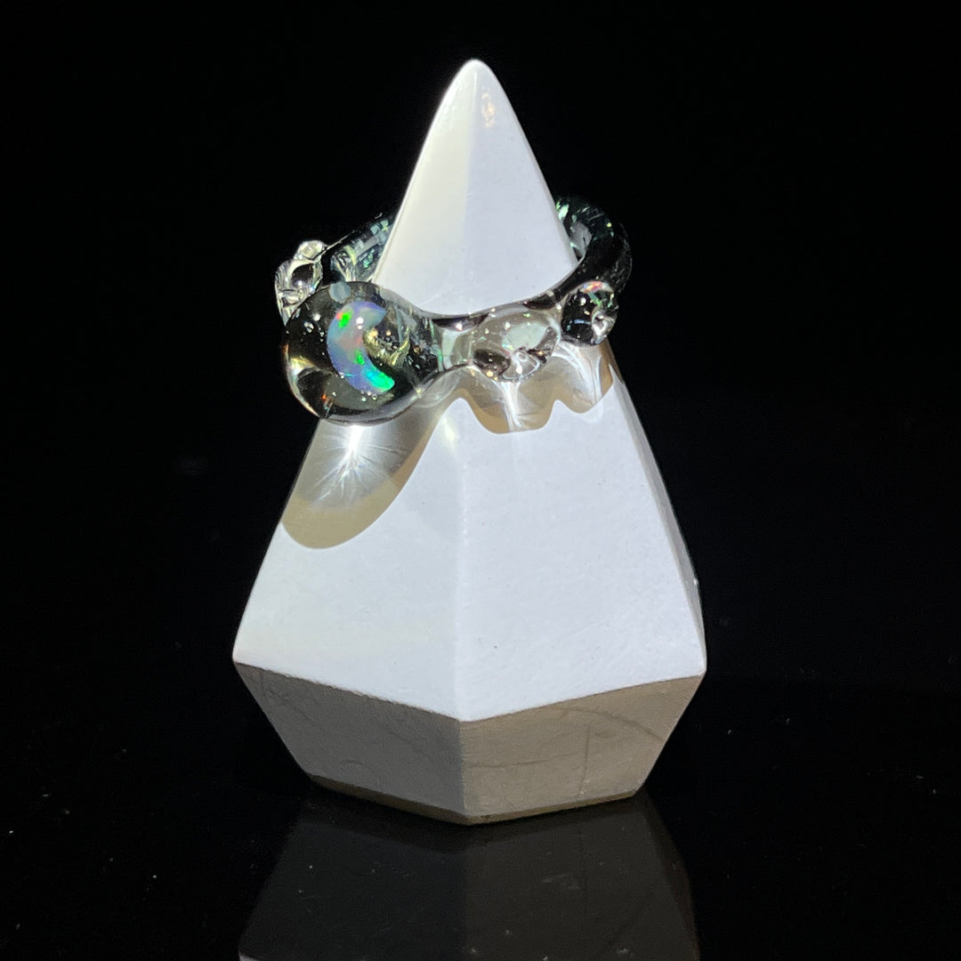 Dichro Crescent Moon Opal Glass Ring 1 Jewelry Marni420   