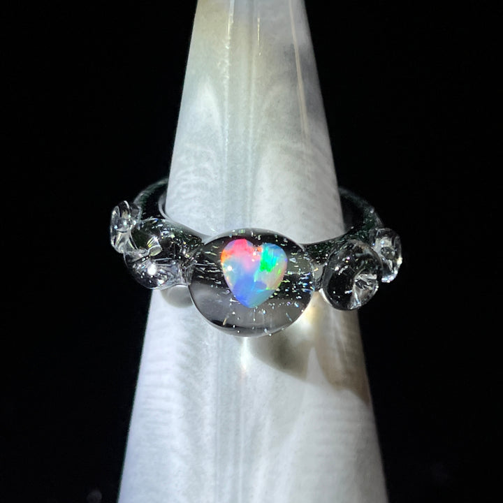 Dichro Heart Opal Glass Ring 2 Jewelry Marni420   