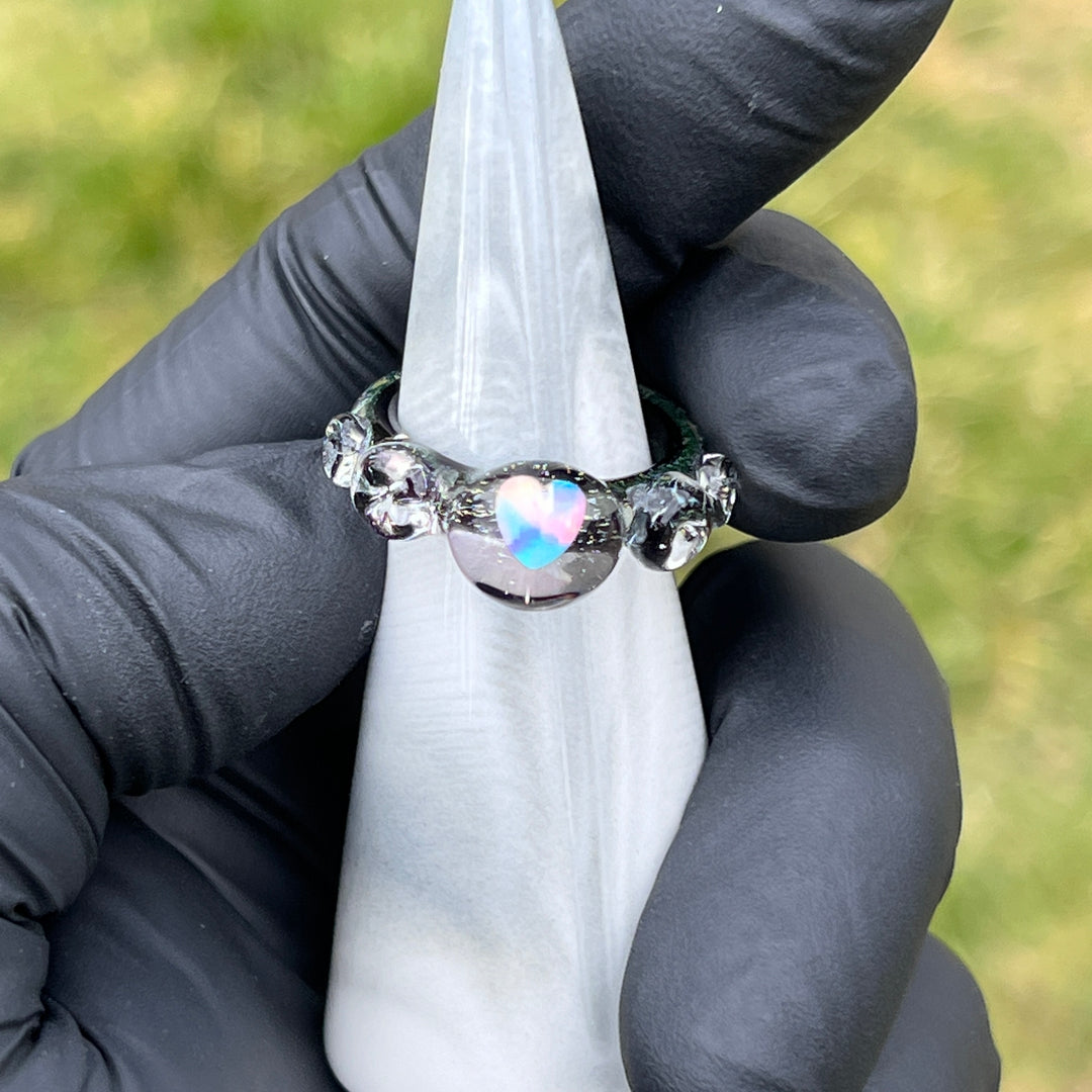 Dichro Heart Opal Glass Ring 2 Jewelry Marni420   