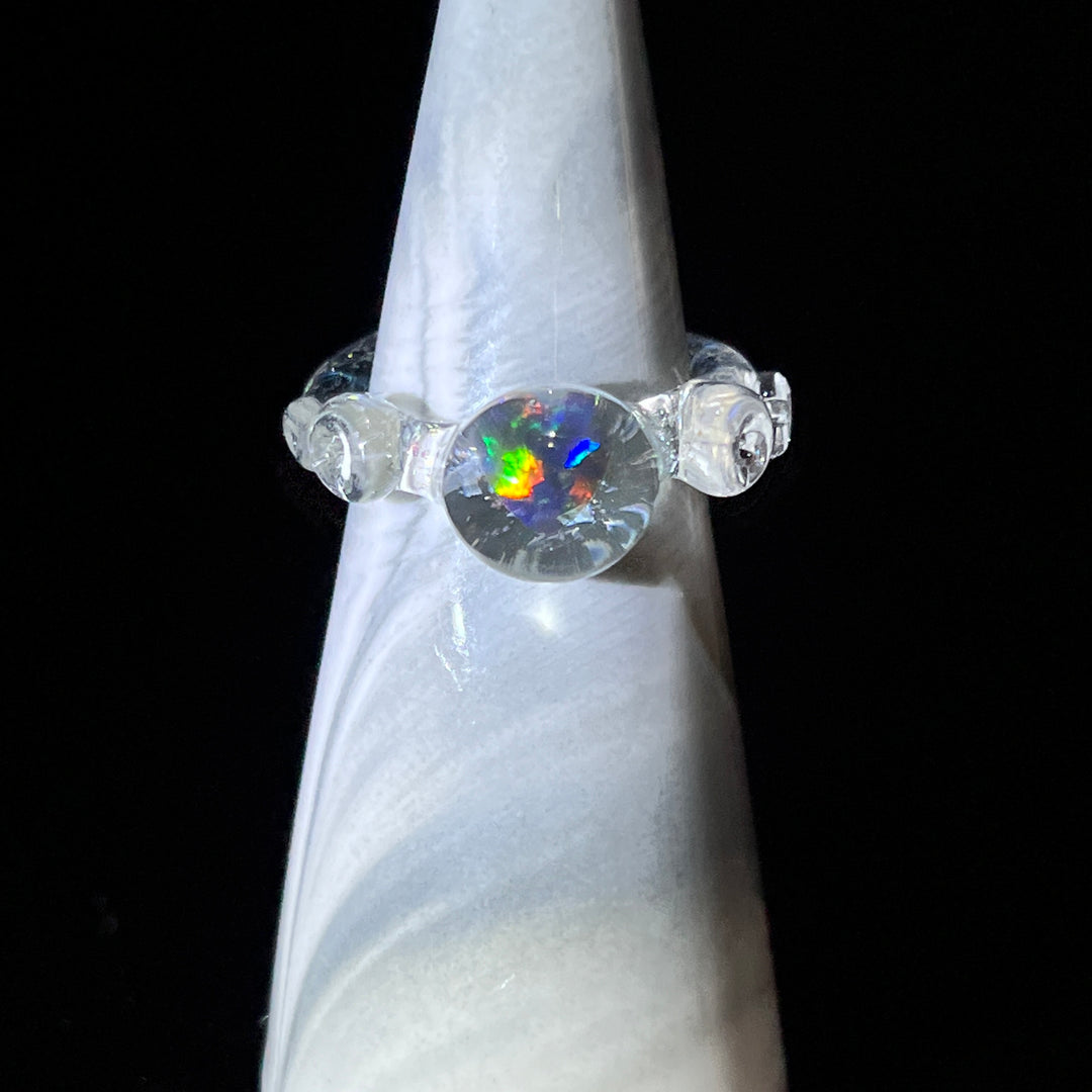 Dichro Heart Opal Glass Ring 4 Jewelry Marni420   
