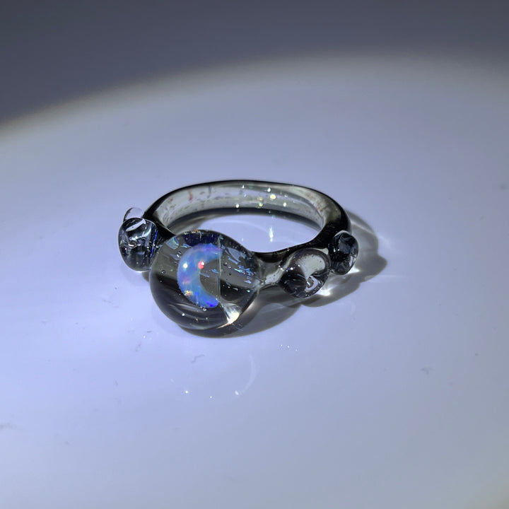 Dichro Crescent Moon Opal Glass Ring 1 Jewelry Marni420   