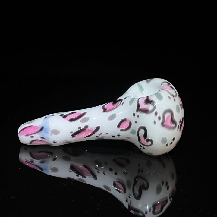 Heart Leopard Print Pipe 1 Glass Pipe Bad Ash Glass   