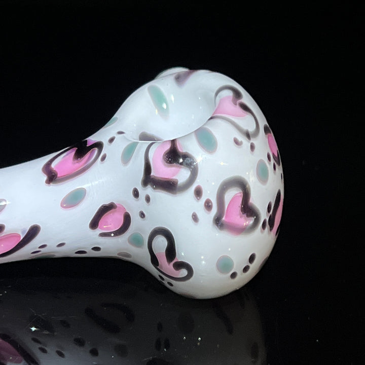Heart Leopard Print Pipe 1 Glass Pipe Bad Ash Glass   