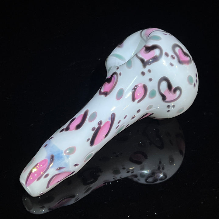 Heart Leopard Print Pipe 1 Glass Pipe Bad Ash Glass   