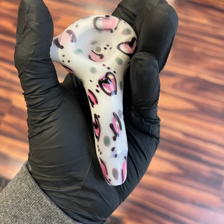 Heart Leopard Print Pipe 1 Glass Pipe Bad Ash Glass   