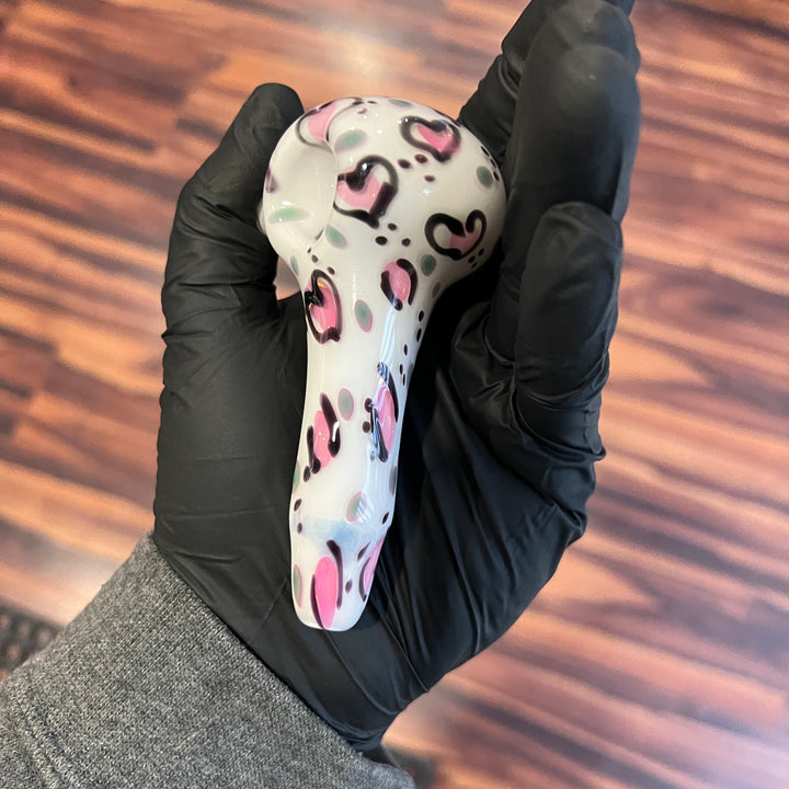 Heart Leopard Print Pipe 1 Glass Pipe Bad Ash Glass   