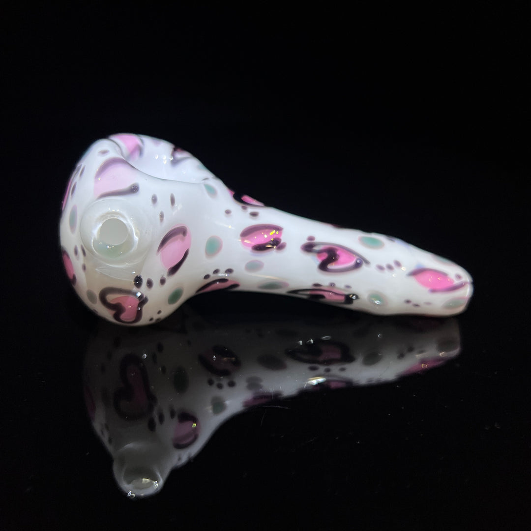 Heart Leopard Print Pipe 1 Glass Pipe Bad Ash Glass   