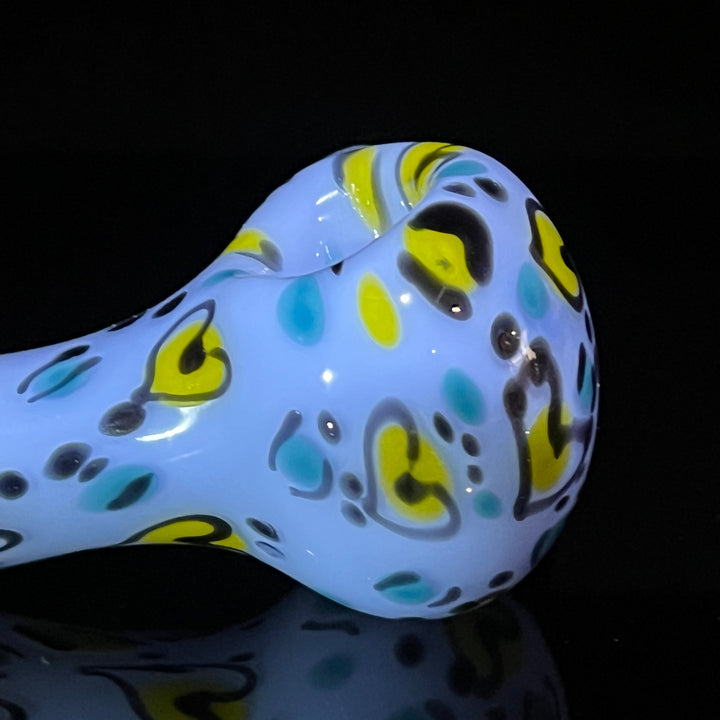 Heart Leopard Print Pipe 5 Glass Pipe Bad Ash Glass   