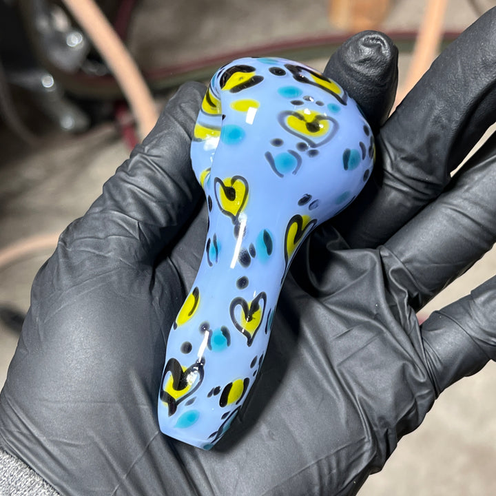 Heart Leopard Print Pipe 5 Glass Pipe Bad Ash Glass   