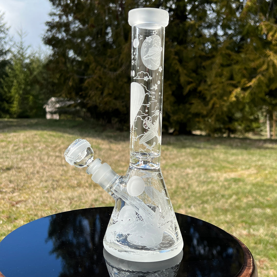 Roswell 1947 11" Beaker Glass Bong Glass Pipe Milkyway   