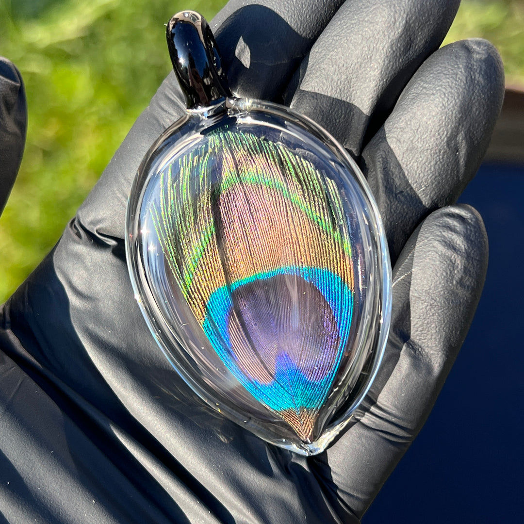 Peacock Feather Glass Pendant Jewelry Odo Glass   