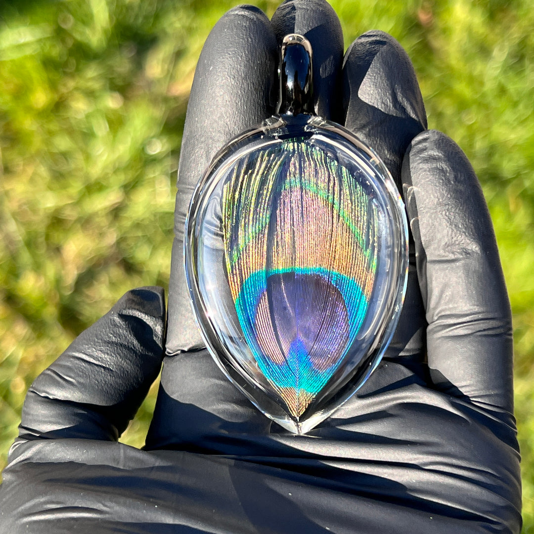 Peacock Feather Glass Pendant Jewelry Odo Glass   